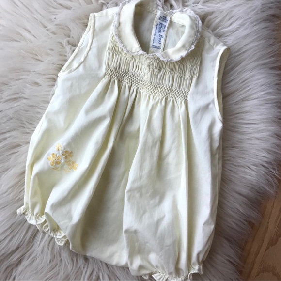 Vintage Other - Vintage hand embroidered baby girl ruffle romper